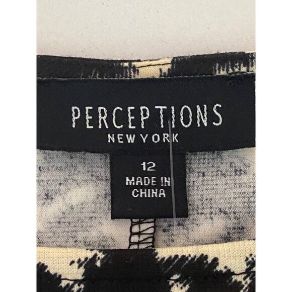 Perceptions New York Fit & Flare Dress Women's Size 12 Black & White Belted NWT - Picture 3 of 9